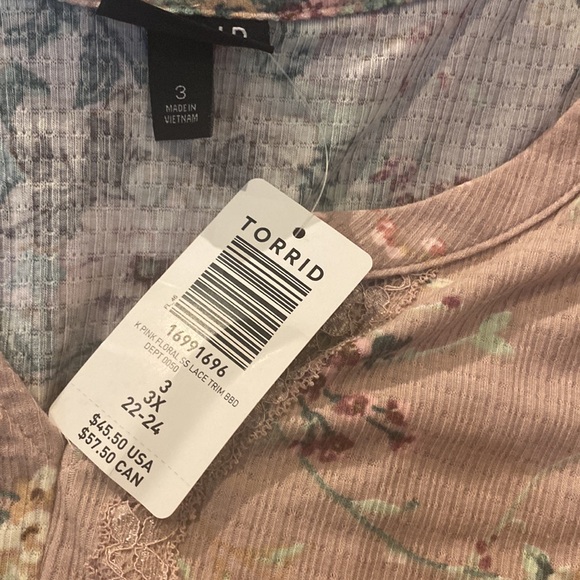 Torrid Knit Notch Neck Lace Trim Babydoll NWT 3 - Picture 5 of 5